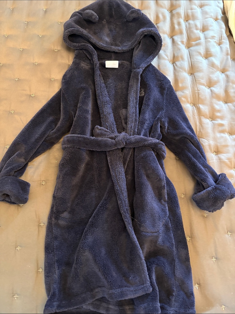 Gap Kids Plush Hooded Robe - Navy
